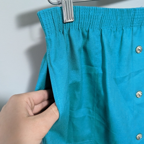 🌻2 for $20 | Vintage Teal Midi Skirt with Pockets & Elastic Waist - Picture 5 of 9